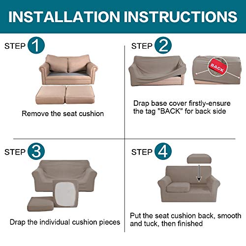 3 Piece Sofa Covers for 2 Cushion Couch Sofa Slipcover Soft Couch Cover for Dogs (Loveseat (2 Cushion) / Taupe)