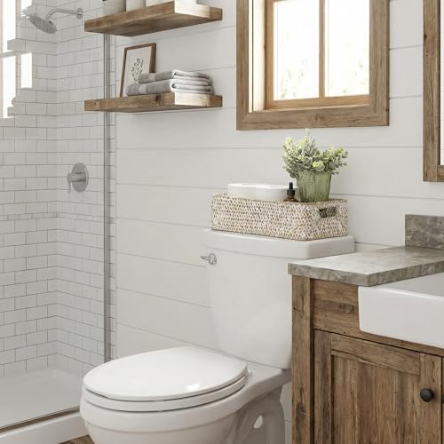 Wicker Toilet Paper Basket for Back of Toilet (Wipe White (Seagrass) / 14¼" L x 6¾" W x 3¾" H)