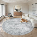 Round Rugs 9ft Living Room Circle Area Rug 9x9 Grey Vintage (Grey / 9' (Round))