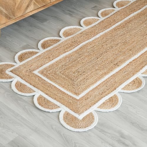 Scalloped Natural Jute Area Rug (2'6" x 10' (Rectangular))