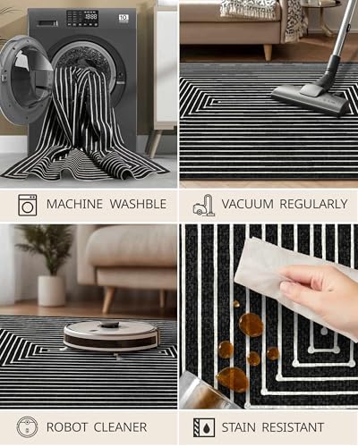 3x5 Washable Rug Modern Carpet for Entryway Bedroom (Indigo Black / 3' x 5' (Rectangular))