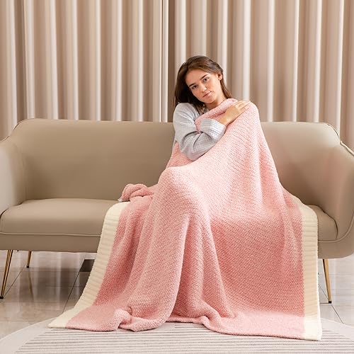 Pink Throw Blankets for Couch (Heather Pink / Throw (50"x60"))