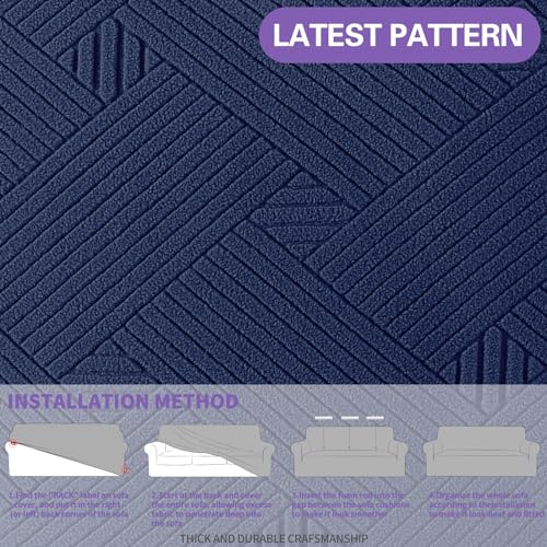 Super Stretch Couch Cover (- Navy Blue / Large (72"-92"))