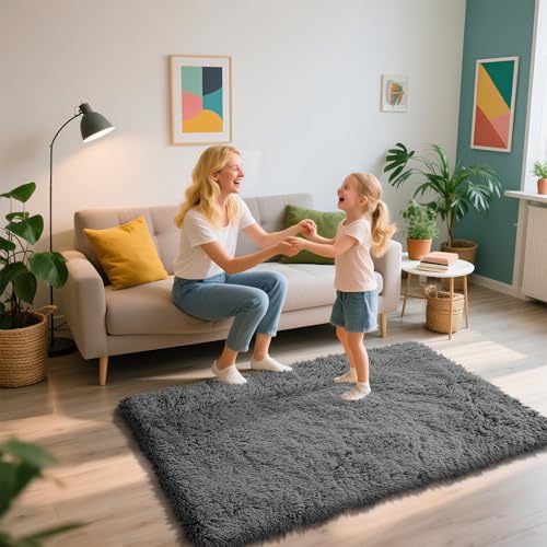 3x5 Area Rug for Bedroom (Deep Grey / 3' x 5' (Rectangular))