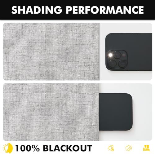 100% Blackout Linen Curtains 42 x 84 Inch Greyish White 2 Panels (Greyish White / 42"W x 84"L (Pack of 2))