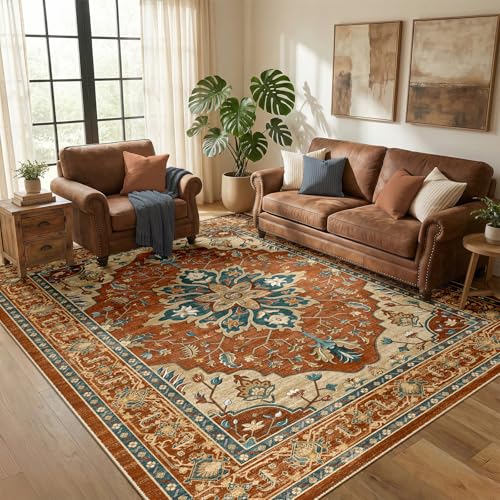 Washable Area Rug (Red/Orange/Blue/Brown / 5' x 7' (Rectangular))