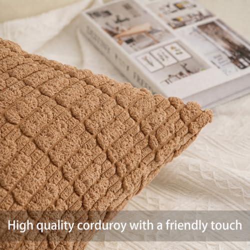 Pack of 2 Corduroy Decorative Throw Pillow Covers 18x18 Inch (Apricot / 18" x 18" (Pack of 2))