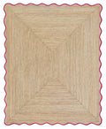 Wave Scalloped Natural Jute Runner Rug Boho Jute Rug Hallway Entryway Runner Rug (Dark Pink / 2'x10' (Runner))