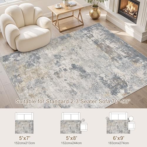 6x9 Area Rug Living Room Rugs (Blue Grey / 6' x 9' (Rectangular))