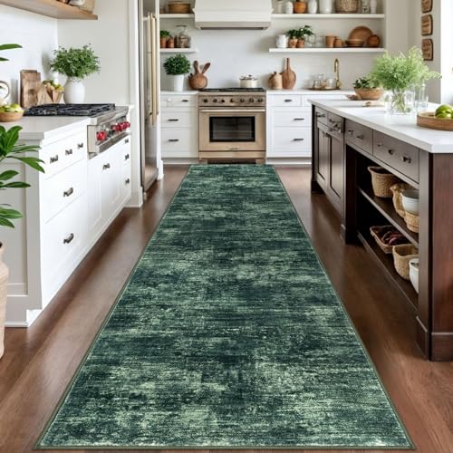 Abstract Runner Rug 3x14 Ft Washable Runners for Hallways (Dark Green / 3' x 14' (Rectangular))