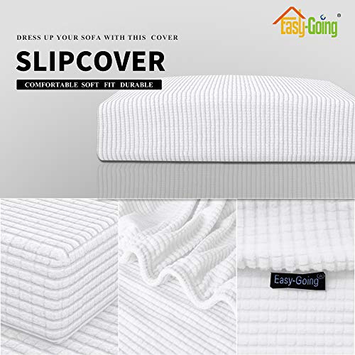 Stretch 1 Piece Loveseat Couch Cushion Cover for Sofa (Medium / Snow White)