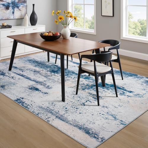 Abstract Area Rug 5x7 Modern Washable Rug Soft Non Slip Rug Low Pile for Bedroom Living Room Dining Room Dusty Teal Grey (Dusty Teal Grey / 5' x 7' (Rectangular))