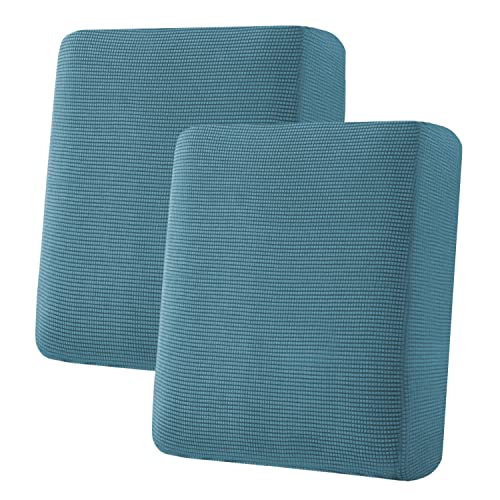 Super Stretch Individual Seat Cushion Covers Sofa Covers Couch Cushion Covers Slipcover Sets Thick Jacquard Textured Twill Fabric (Storm Blue / 2 Cushion Loveseat)