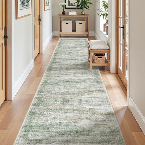 2x12 Runner Rug Non Slip (Green/Yellow/Ivory / 2' x 12' (Runner))