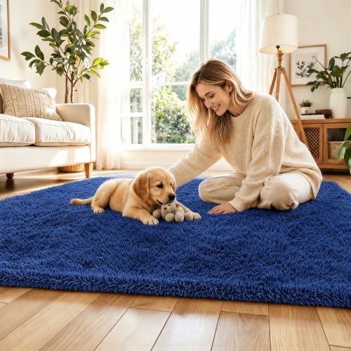6x9 Shag Area Rug for Living Room (Royal Blue / 6' x 9' (Rectangular))