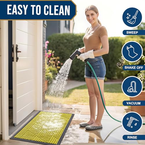 Front Door Mat Outside Entrance (Must- Yellow / 29.5" X 17")