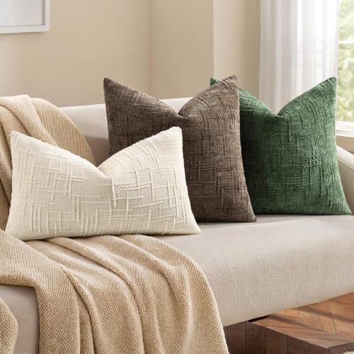 Textured Chenille Throw Pillow Covers 26x26 Set of 2 Taupe (Taupe / 26" x 26" (Pack of 2))
