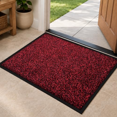 Super Absorbent Front Door Mat (Red / 3' x 4' (Rectangular))
