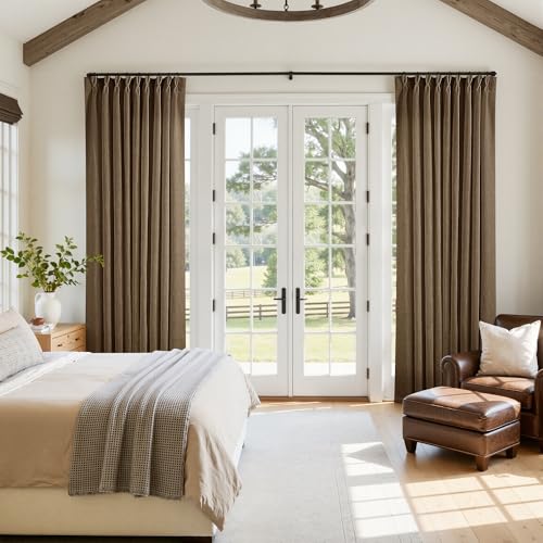 Dutch Cocoa Pinch Pleat Linen Curtains 90 Inches Long 60 Inch Wide 1 Panel (Dutch Cocoa / 60"W x 90"L (Pack of 1))
