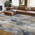 Washable 5'x7' Abstract Area Rug for Living Room Ash Brown (Charcoal Brown / 5' x 7' (Rectangular))