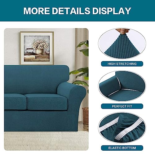 3 Piece Sofa Covers for 2 Cushion Couch Sofa Slipcover Soft Couch Cover for Dogs (Sofa (2 Cushion) / Deep Teal)