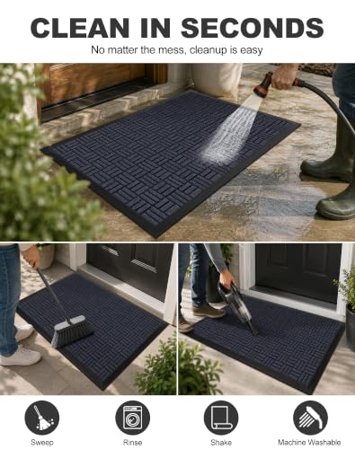 Front Door Mat Outdoor Entrance (Deep Navy / 3'10" x 6'1" (Rectangular))