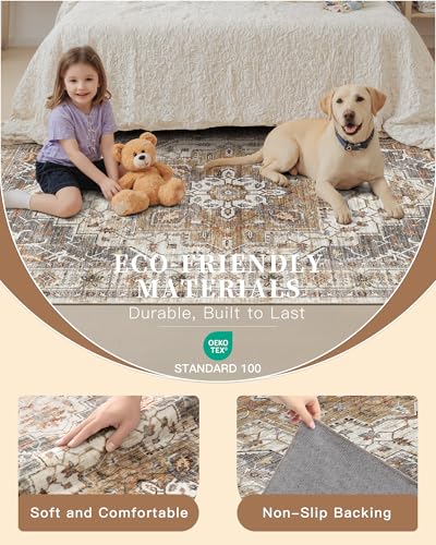 5x7 Area Rugs for Living Room (Turmeric/Grey / 5' x 7' (Rectangular))