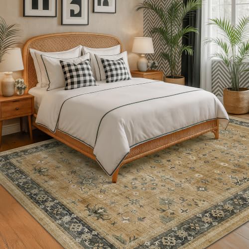 Rustic Brown and Charcoal Olive 7x9 Area Rug for Living Room (7' x 9' (Rectangular) / Rustic Brown / Charcoal Olive)