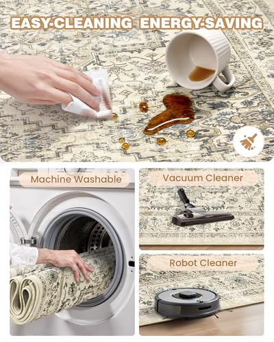 Kitchen Runner Rug Non Slip Washable Rugs 2.5x8 (Brown/Beige / 2'6" x 8' (Runner))