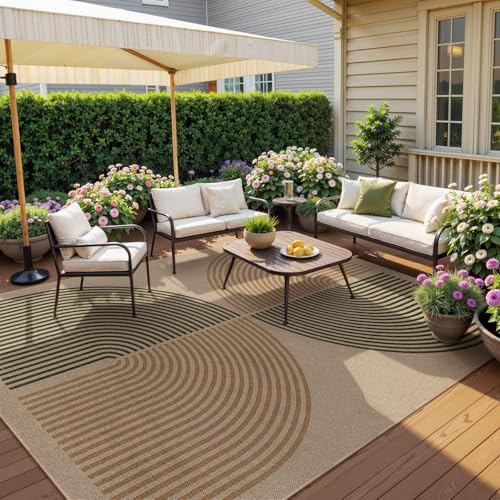 Modern Rainbow 8x10 Rug (8' x 10' (Rectangular) / Nature/Bi-color Rainbow)