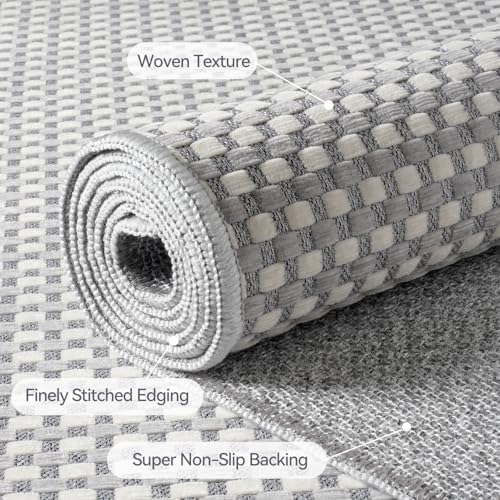 Kitchen Runner Rug Mat Non Slip Hallway Runner Washable Gray 2x6 ft (A- Light Grey / 2' x 6')
