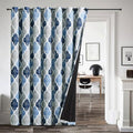 Moroccan 100% Blackout Sliding Door Curtains Blue Grey 100x84 1 Set (Grommet | Blue and Grey / 100"W x 84"L (Pack of 1))