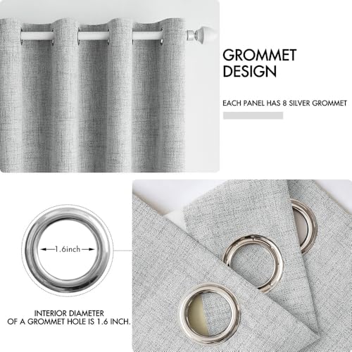100% Blackout Linen Curtains for Bedroom 52x54 Inches Glacier Gray (Glacier Gray / 52"W x 54"L (Pack of 2))