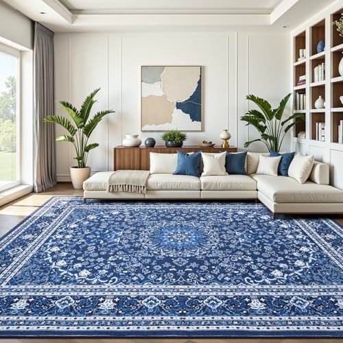8x10 Area Rugs for Living Room (Oriental Dark Blue / 8' X 10' (Rectangular))