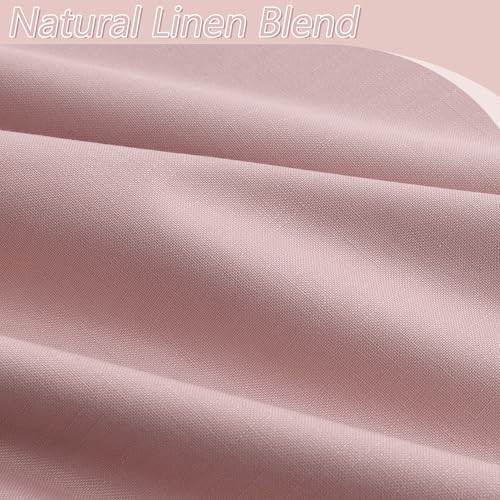 Pink 100% Blackout Linen Curtains 120 Inch 2 Panels Set for Girl's Bedroom (Pink / 52"W x 120"L (Pack of 2))