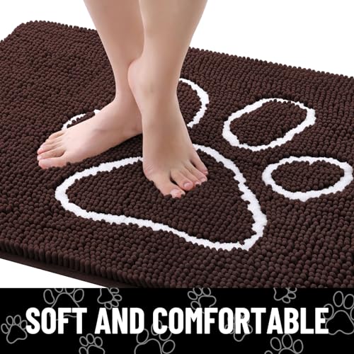 Dog Door Mat for Muddy Paws (47"X24" / Brown and White)