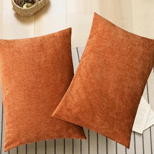 Fall Decorative Throw Pillow Covers 26 X 20 Inches Burnt Orange (26" x 20" (Pack of 2) / Burnt Orange)
