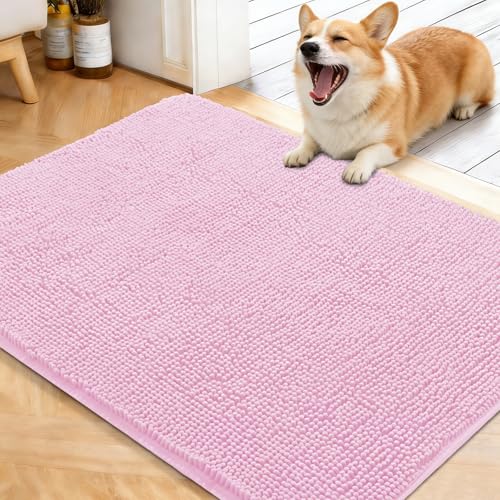 Dog Door Mat for Muddy Paws 40x32 (Pink / 40" X 32")