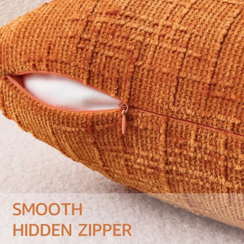 Textured Chenille Throw Pillow Covers 22x22 Set of 2 Orange (Orange / 22" x 22" (Pack of 2))