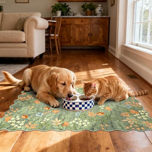 Front Door Mat Indoor Outside Entrance (Floral - Green / 2' x 3' (Rectangular))