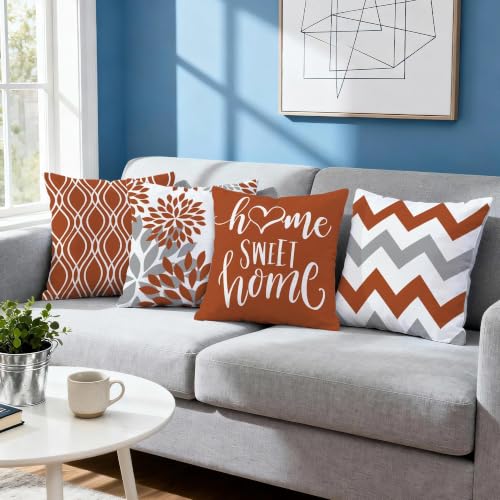 Throw Pillow Covers 16x16 (Burnt Orange / 16" x 16" (Pack of 4))