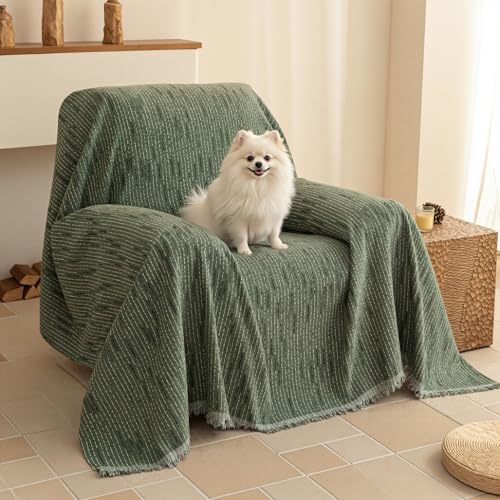 Oversized Armchair Couch Cover for 1 Cushion Couch (71" x 91" / 9# Lines Moss Green)