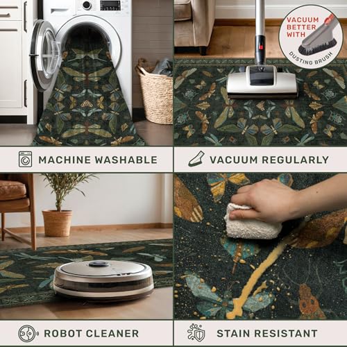 Vintage Dark Green 4ft Round Small Rug for Entryway Indoor (4' (Round) / Dark Green)