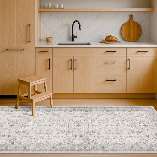 Washable 8ft Long Runners for Hallways (2' x 8' (Runner) / Light Gray / Sage)
