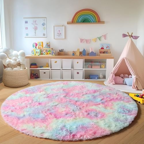 Rainbow Round Area Rugs 5ft (Colorful Rainbow / 5' (Round))