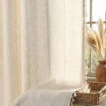 Boho Light Filtering Curtains 63 Inch 2 Panels with Tassels (Light Beige / 52"W x 63"L (Pack of 2))