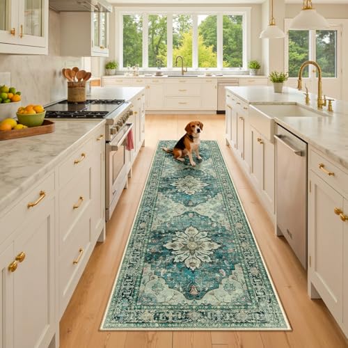 Washable Area Rug (Blue/Vintage Dark Blue / 2'6" x 8' (Rectangular))