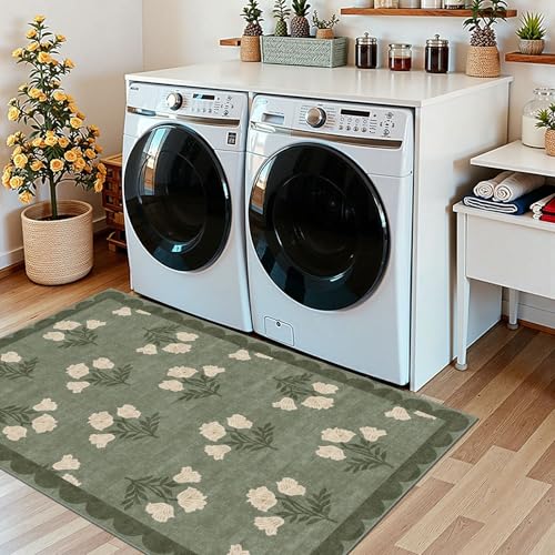 3x5 Floral Entry Rug (Flower - Green / 3' x 5' (Rectangular))