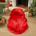 Faux Sheepskin Rug (2' x 6' (Sheepskin) / Red)