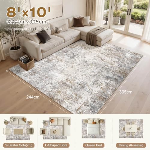 8x10 Area Rug Living Room Rugs (Brown Grey / 8' x 10' (Rectangular))